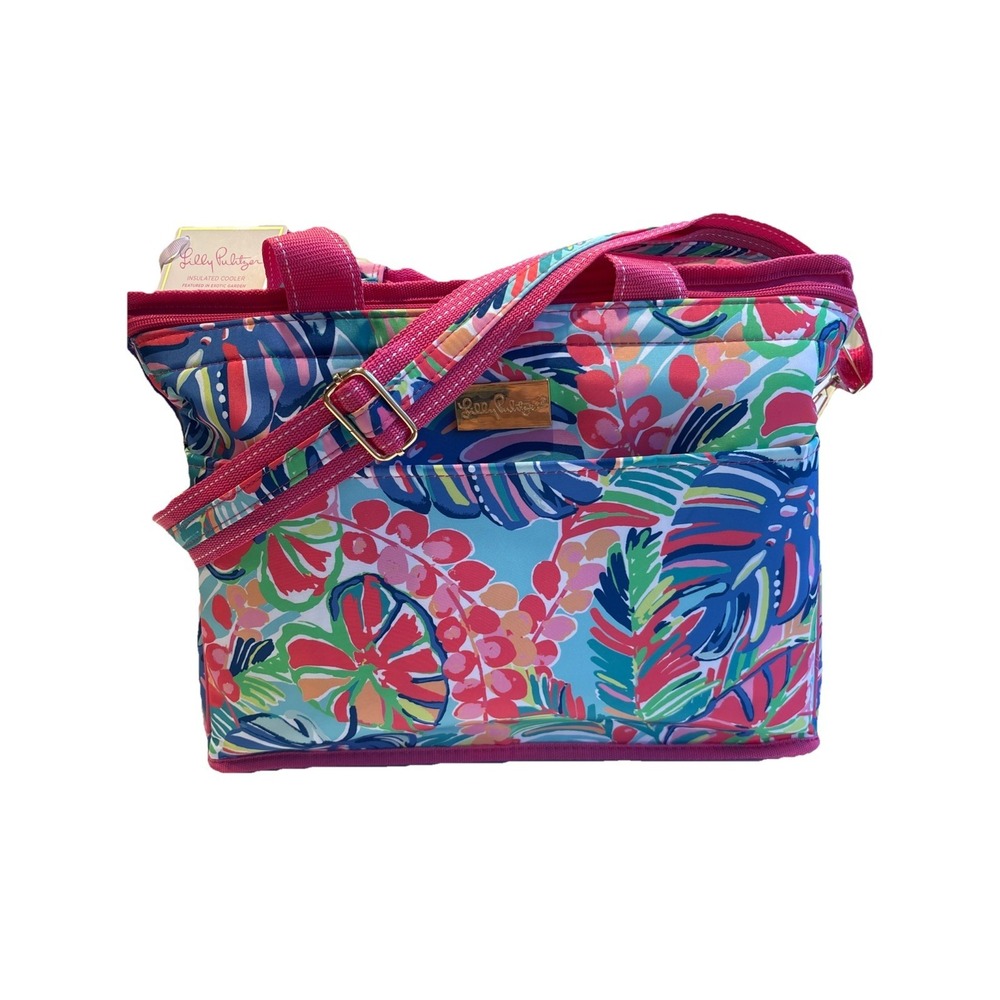 LILLY PULITZER EXOTIC GARDEN INSULATED COOLER/TOTE PINK/BLUE/GREEN 15.5 x10x12